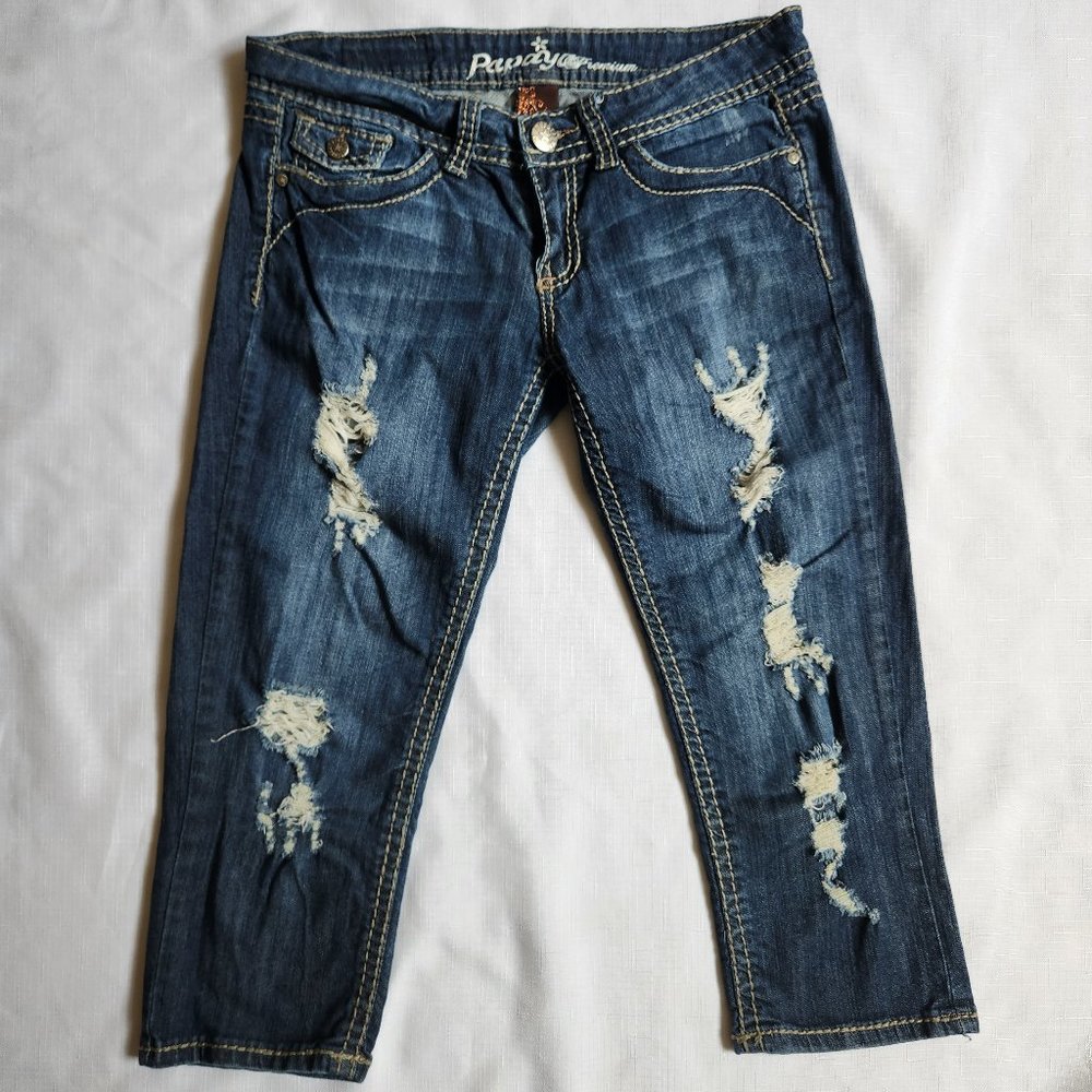 Papaya Distressed Blue Cropped Jean Women (7)